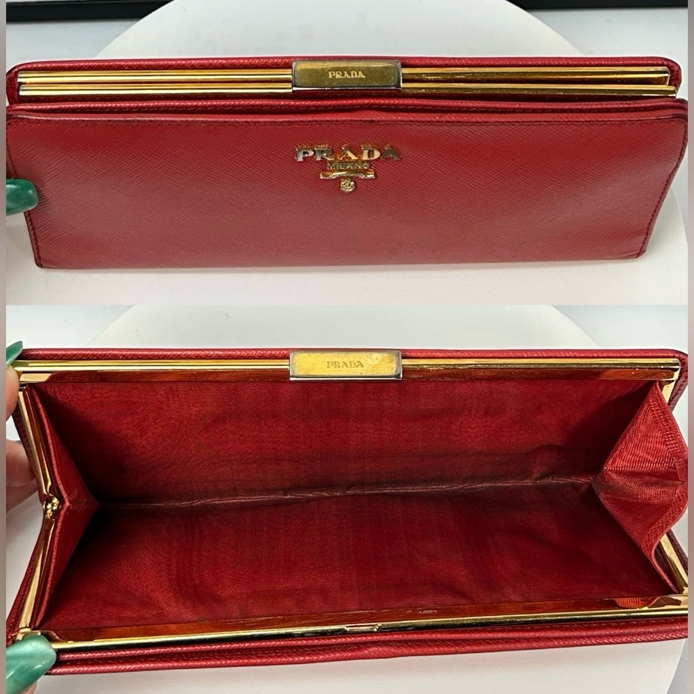 PRADA Saffiano Leather Kisslock Long Wallet 😍❤️🔥 - Picture 10 of 17